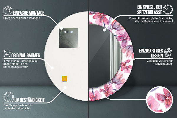 Rund spegel vägg Akvarell blommor