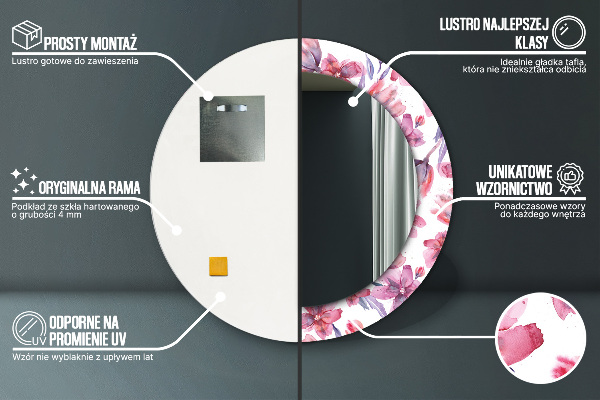 Rund spegel vägg Akvarell blommor