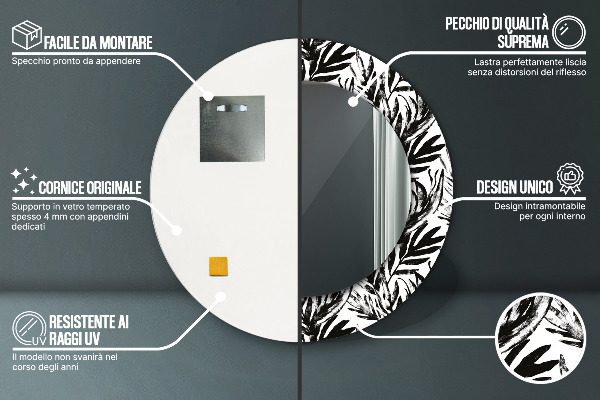 Rund spegel vägg Monstera