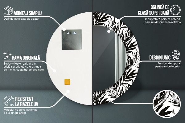 Rund spegel vägg Monstera