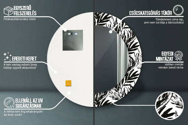 Rund spegel vägg Monstera