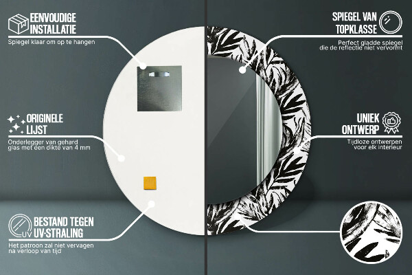 Rund spegel vägg Monstera