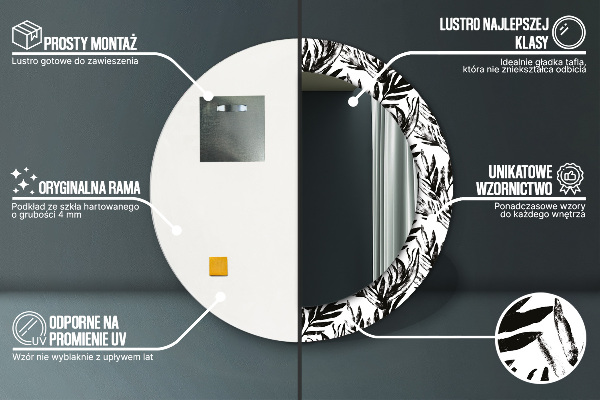 Rund spegel vägg Monstera