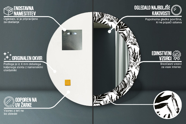 Rund spegel vägg Monstera