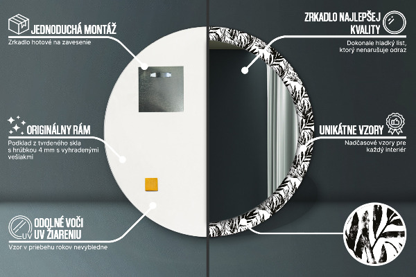 Rund spegel vägg Monstera