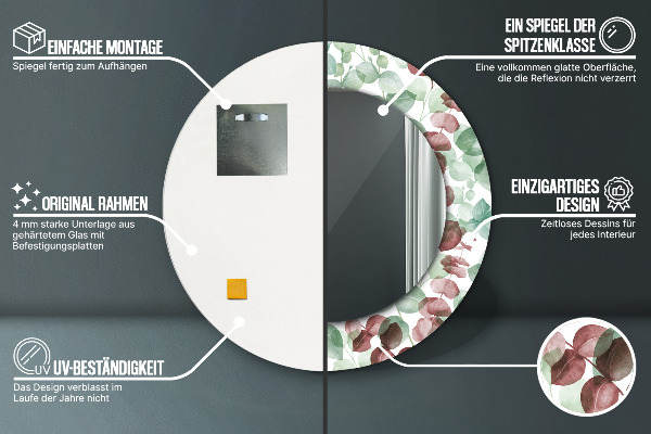 Rund spegel dekorativ Eukalyptus