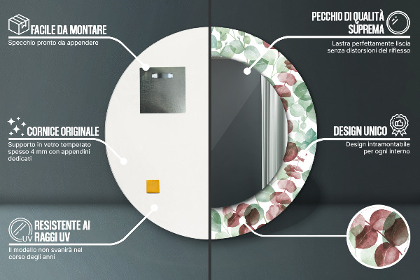 Rund spegel dekorativ Eukalyptus