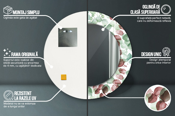 Rund spegel dekorativ Eukalyptus