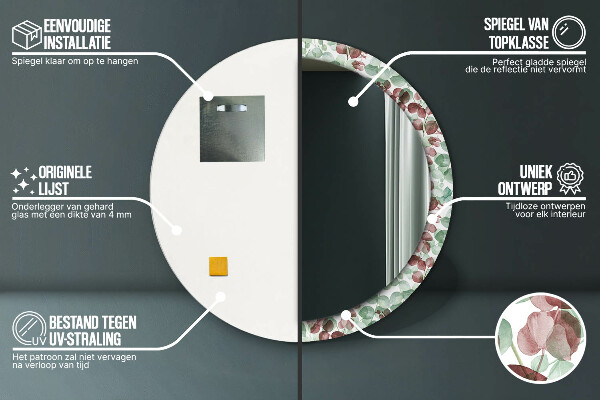 Rund spegel dekorativ Eukalyptus