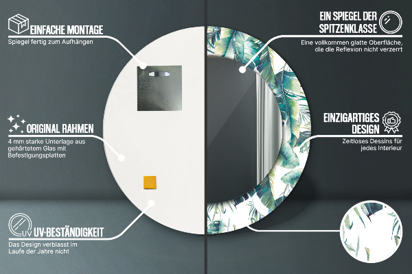 Rund spegel dekorativ Blad