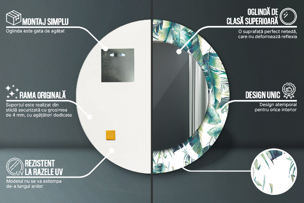 Rund spegel dekorativ Blad