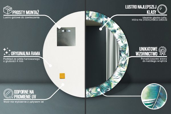 Rund spegel dekorativ Blad