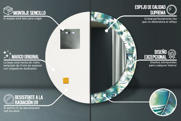 Rund spegel dekorativ Blad