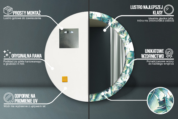 Rund spegel dekorativ Blad