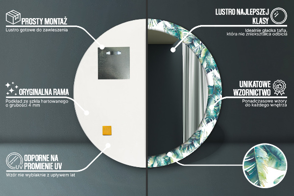 Rund spegel dekorativ Blad