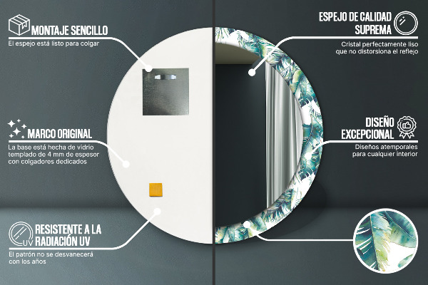 Rund spegel dekorativ Blad