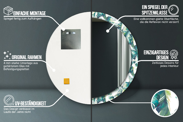 Rund spegel dekorativ Blad
