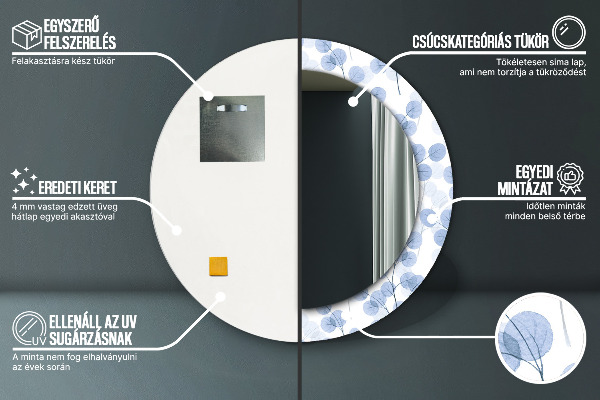 Rund spegel dekorativ Grenar löv