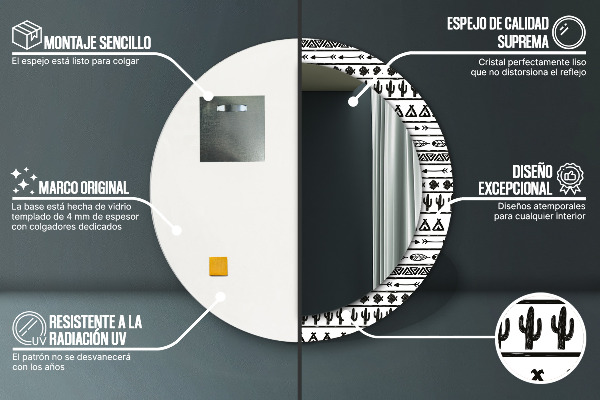 Rund spegel dekorativ Boho minimalistisk