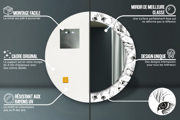 Rund spegel dekorativ Husdjur katter