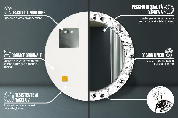 Rund spegel dekorativ Husdjur katter