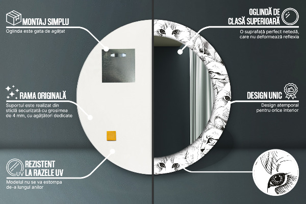 Rund spegel dekorativ Husdjur katter