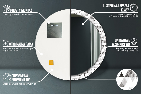 Rund spegel dekorativ Regnbågstriangel