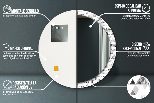 Rund spegel dekorativ Regnbågstriangel