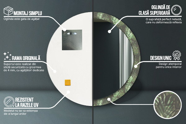 Rund spegel dekorativ Tropiska löv