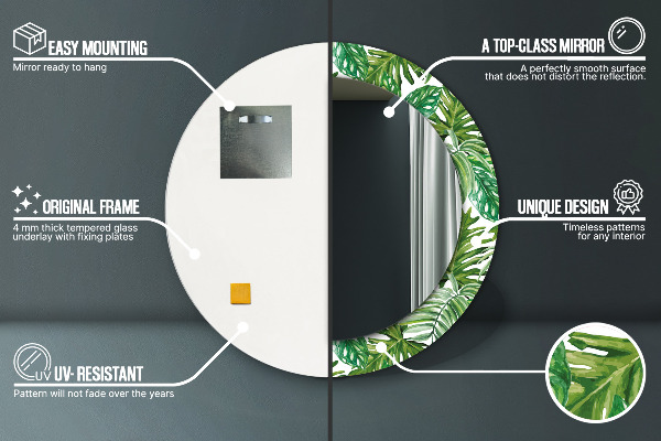 Rund spegel dekorativ Djungellöv