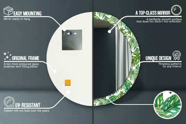 Rund spegel dekorativ Djungellöv