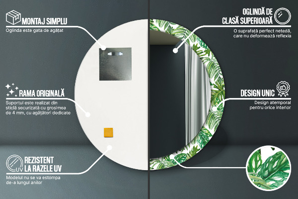 Rund spegel dekorativ Djungellöv