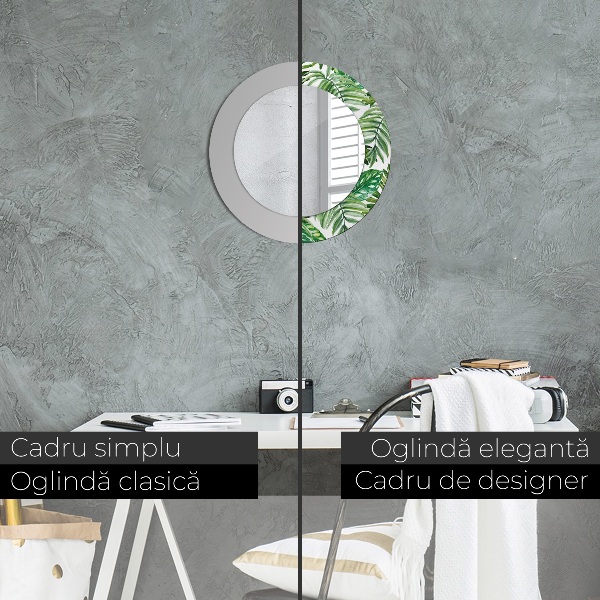 Rund spegel dekorativ Djungellöv