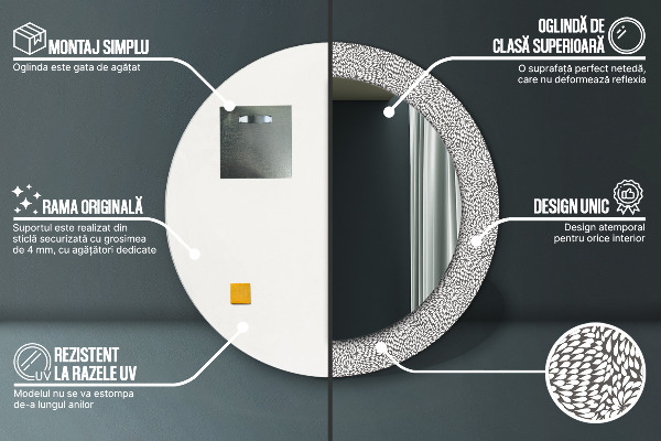 Rund spegel dekorativ Blommönster