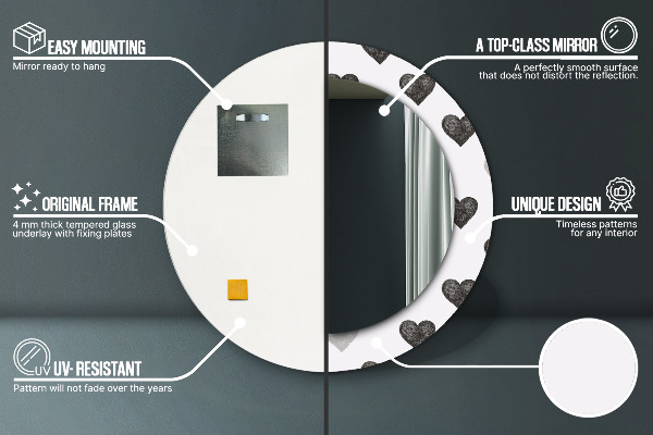 Rund spegel dekorativ Abstrakta hjärtan