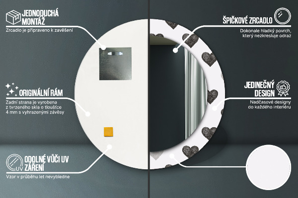 Rund spegel dekorativ Abstrakta hjärtan