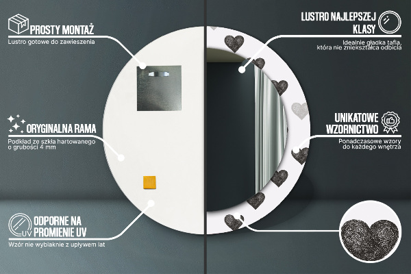 Rund spegel dekorativ Abstrakta hjärtan
