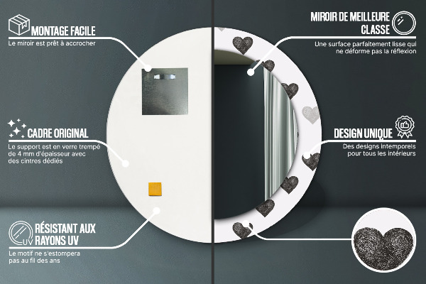 Rund spegel dekorativ Abstrakta hjärtan