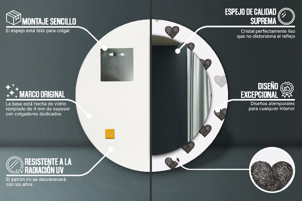 Rund spegel dekorativ Abstrakta hjärtan