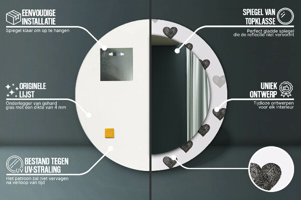 Rund spegel dekorativ Abstrakta hjärtan