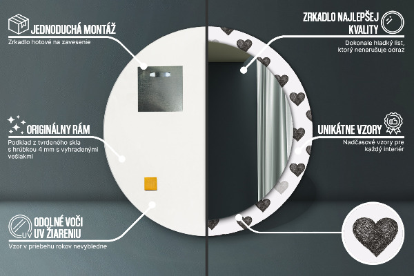 Rund spegel dekorativ Abstrakta hjärtan
