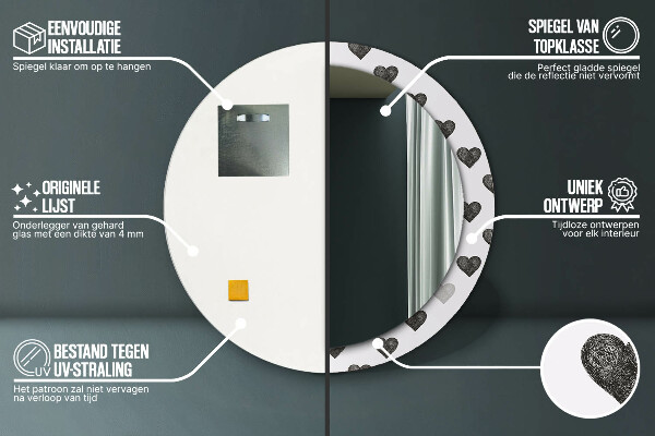 Rund spegel dekorativ Abstrakta hjärtan