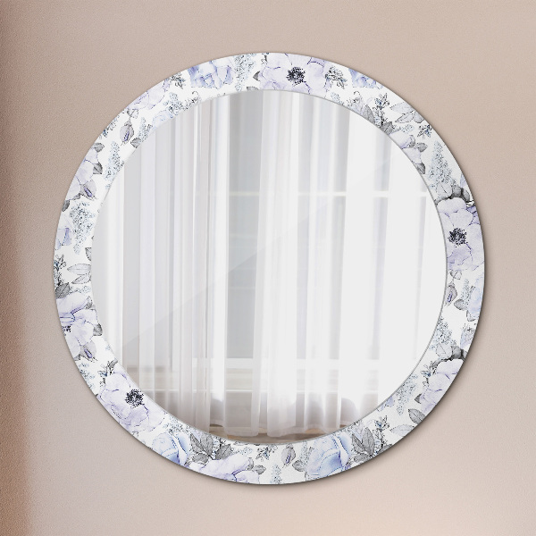 Rund spegel dekorativ Blå rosor