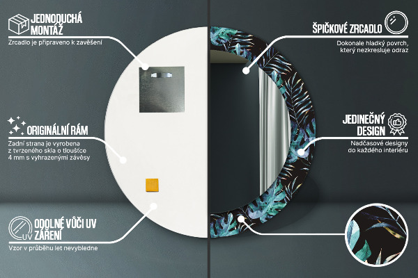 Rund spegel dekorativ Exotiska löv