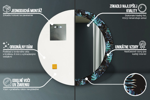 Rund spegel dekorativ Exotiska löv