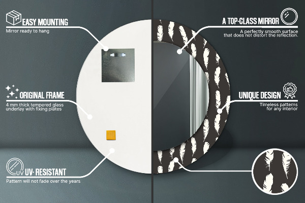 Rund spegel dekorativ Fjädrar