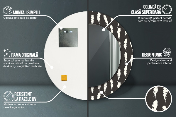 Rund spegel dekorativ Fjädrar