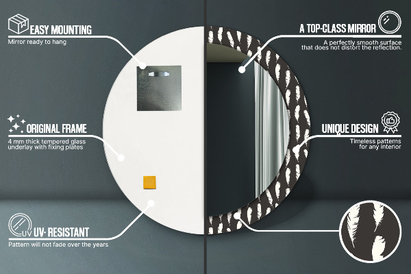 Rund spegel dekorativ Fjädrar