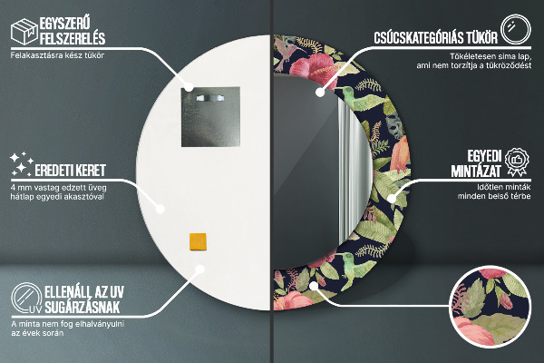 Rund spegel dekorativ Hibiskus blommor