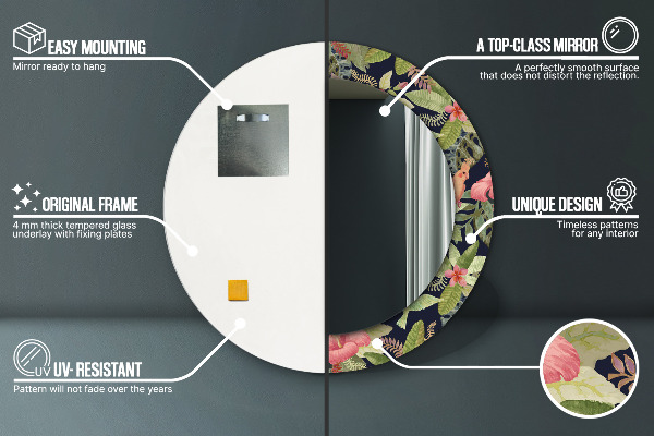 Rund spegel dekorativ Hibiskus blommor